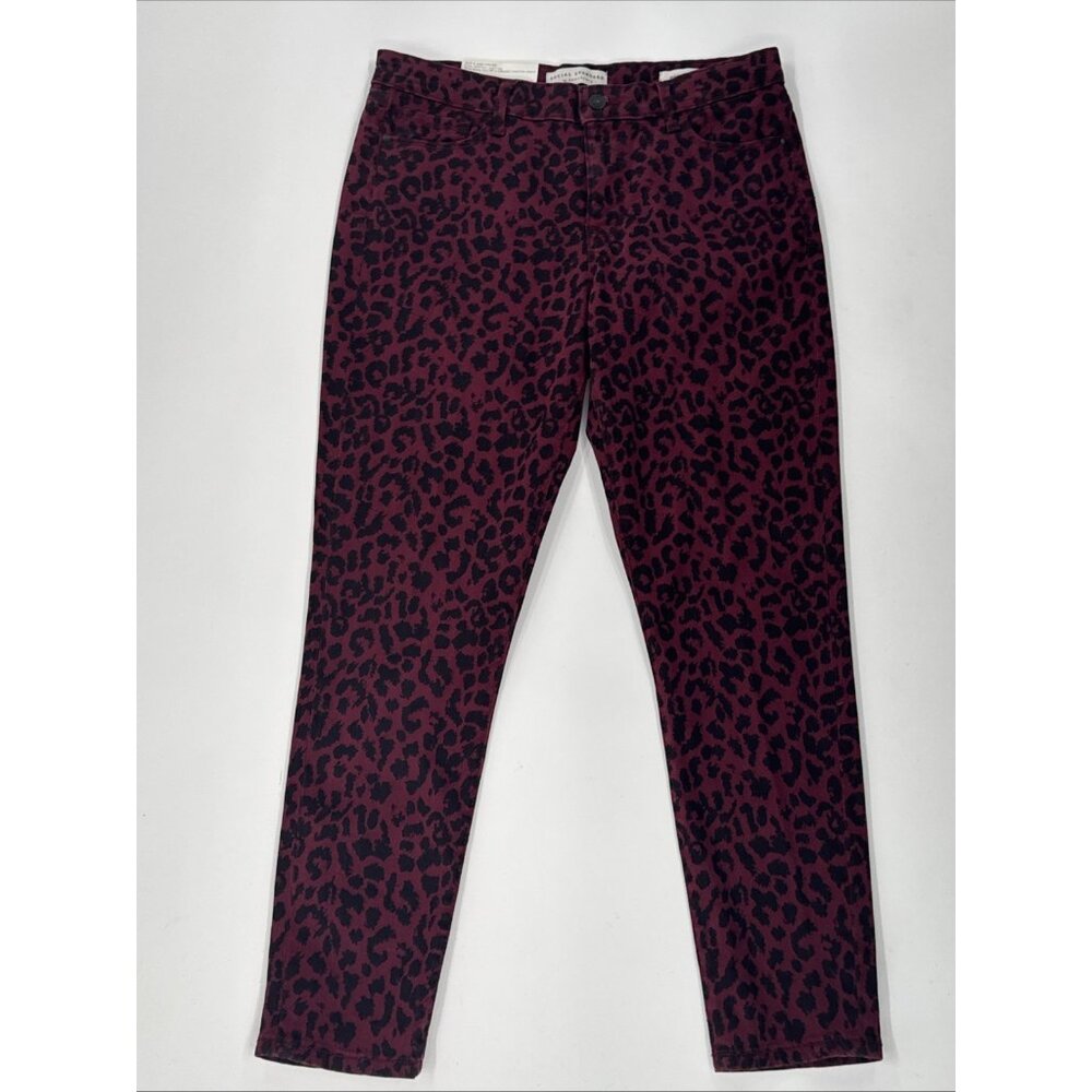 Social Standard Sanctuary Skinny Jeans Womens 8 Red Cheetah Mid Rise Ankle NEW